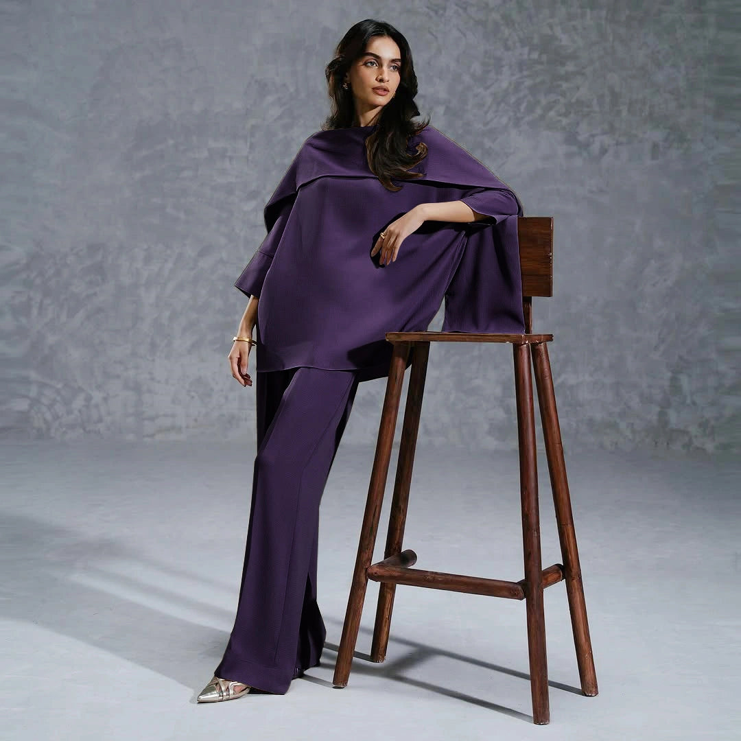 Women's Premium Diamond Crush Co-Ord Set Purple