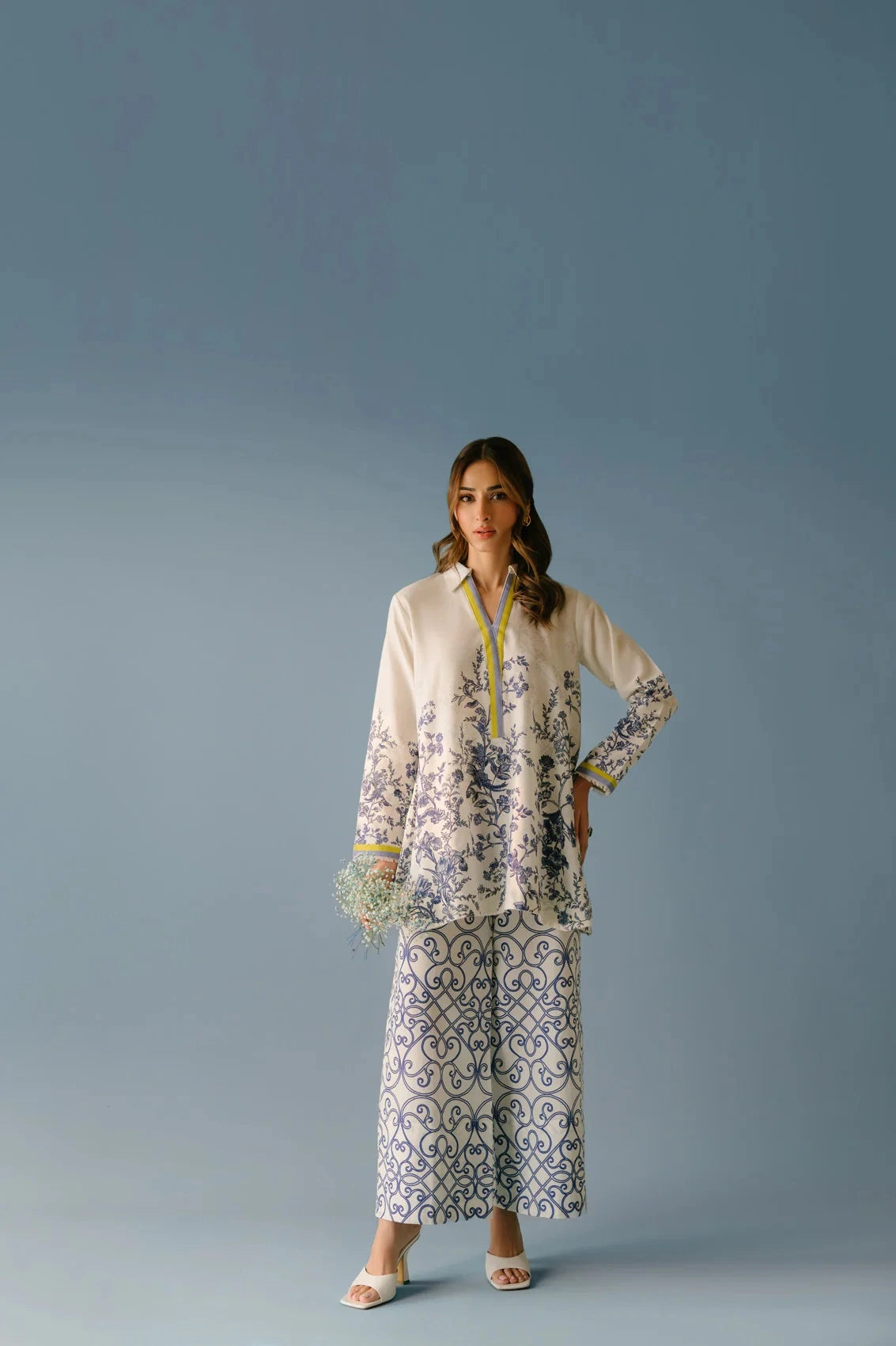 Women's Roman Silk Blend Printed Co-Ord Set